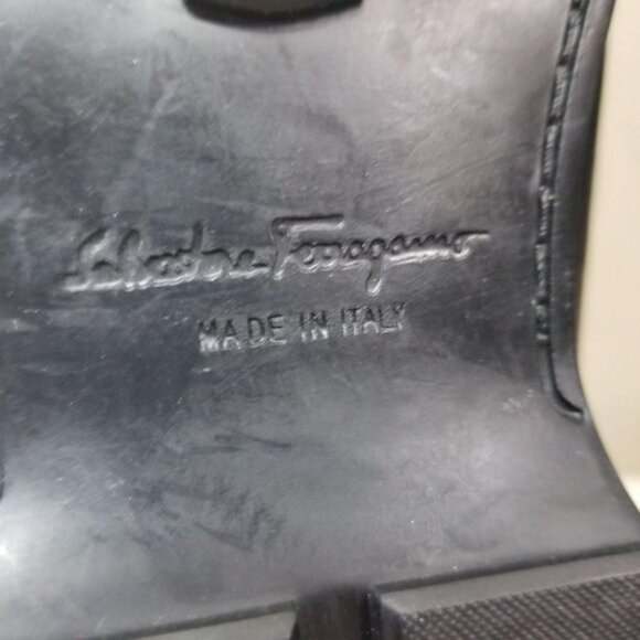 Salvatore Ferragamo 41 Black Leather Loafers Florence Italy Drivers Gancini Orna - Picture 5 of 10